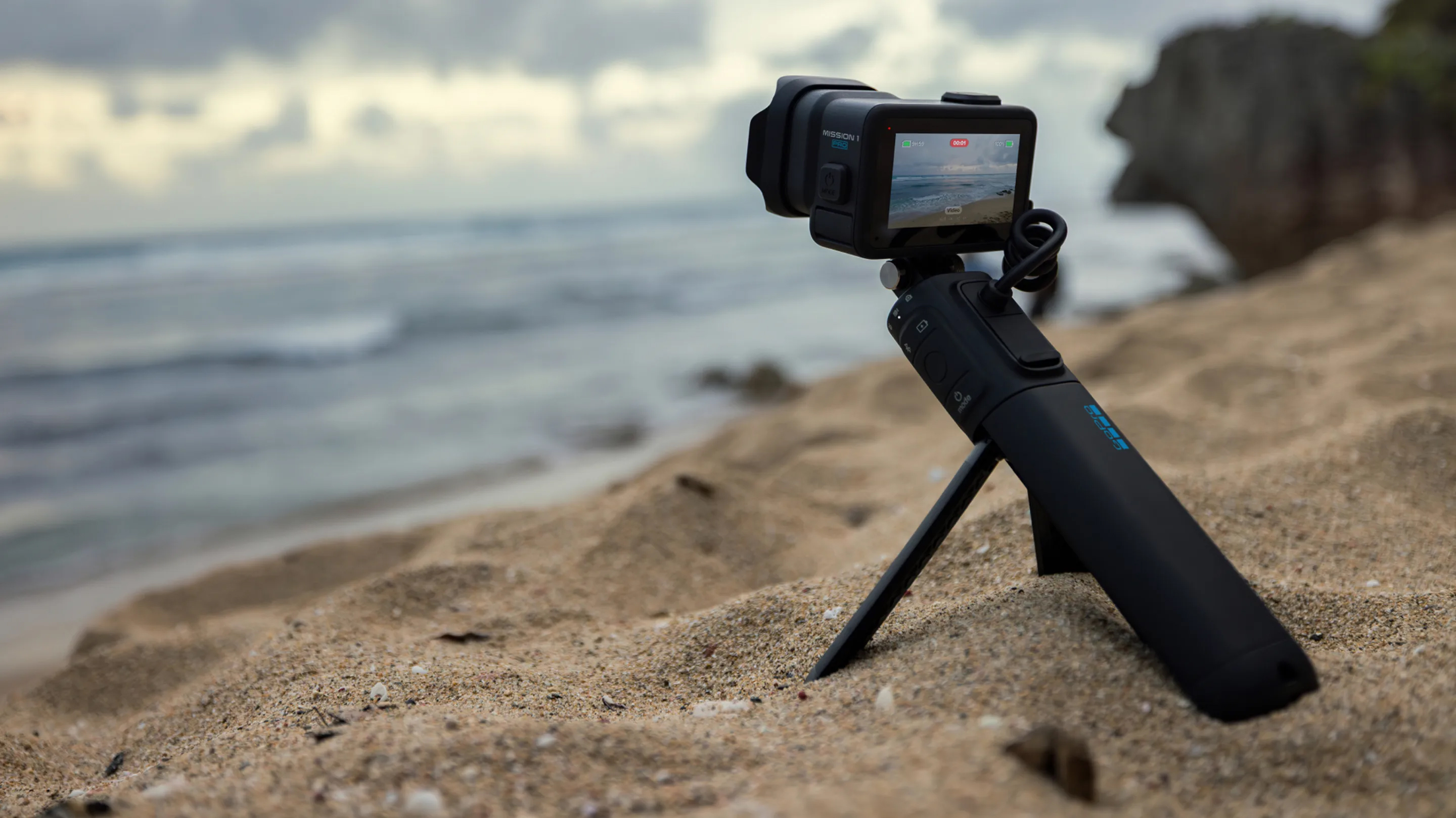 The GoPro Volta 2 used as a tripod on the beach