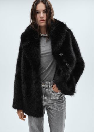 Coat With Fur-Effect Lapels - Women | Mango Usa