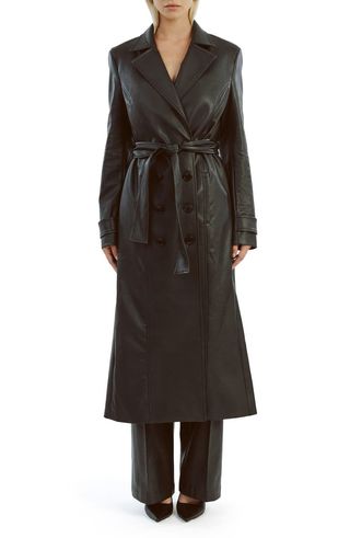 Faux Leather Trench Coat