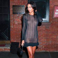 An image of Laura Harrier wearing one of the best Manolo Blahnik shoes.