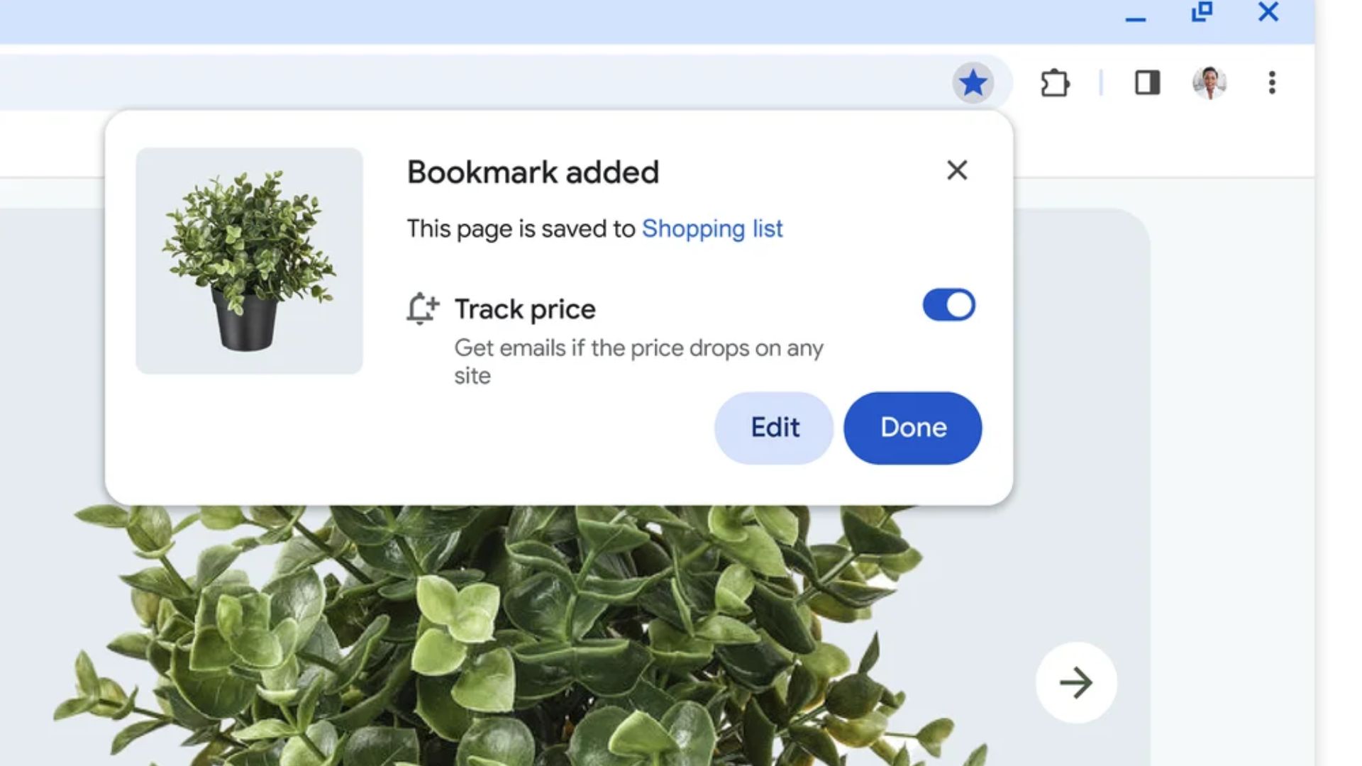 Google Chrome Instant price drop alert feature