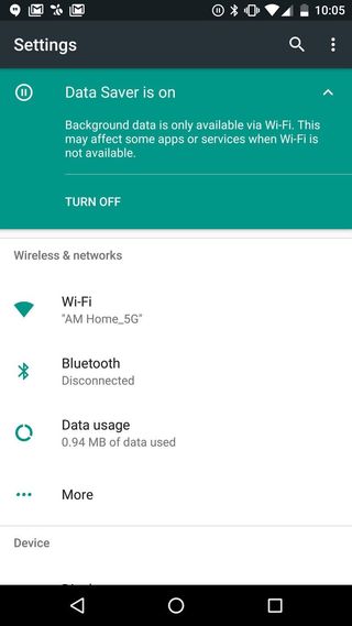Android N Developer Preview settings menu