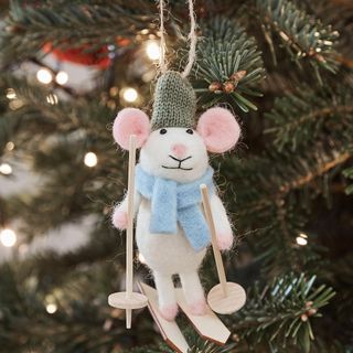 christmas decoration mice with christmas tree and lightning