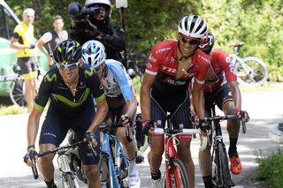 Alejandro Valverde and Alberto Contador fight the 10% gradient of the Mont du Chat