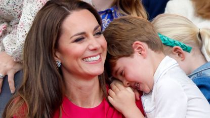 Kate Middleton and Prince Louis attend the Platinum Pageant for the Queen&#039;s Jubilee on The Mall on June 5, 2022.