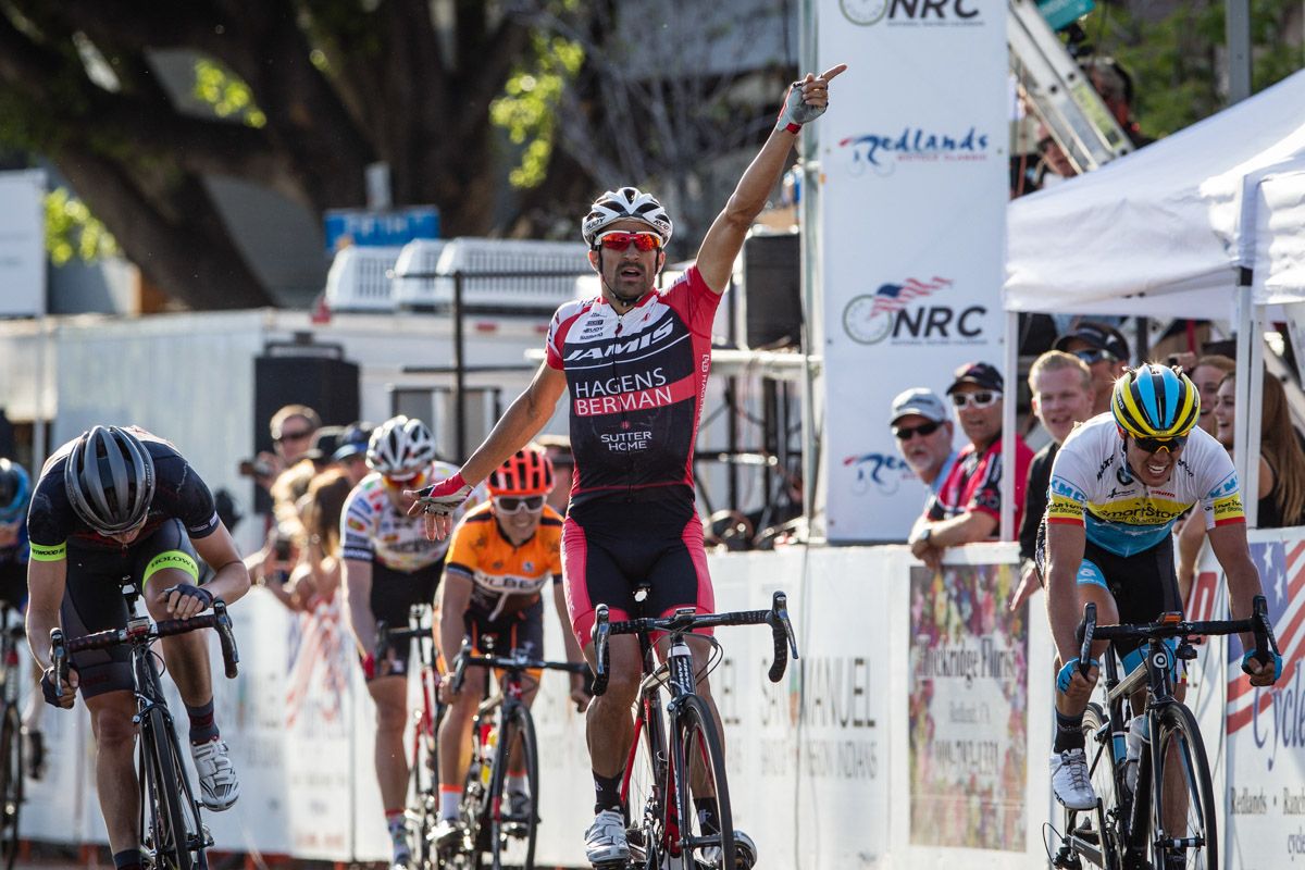 Sebastian Haedo (Jamis-Hagens Berman) with another stage win in Redlands.