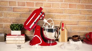 KitchenAid Artisan Tilt-Head stand mixer being tested by writer