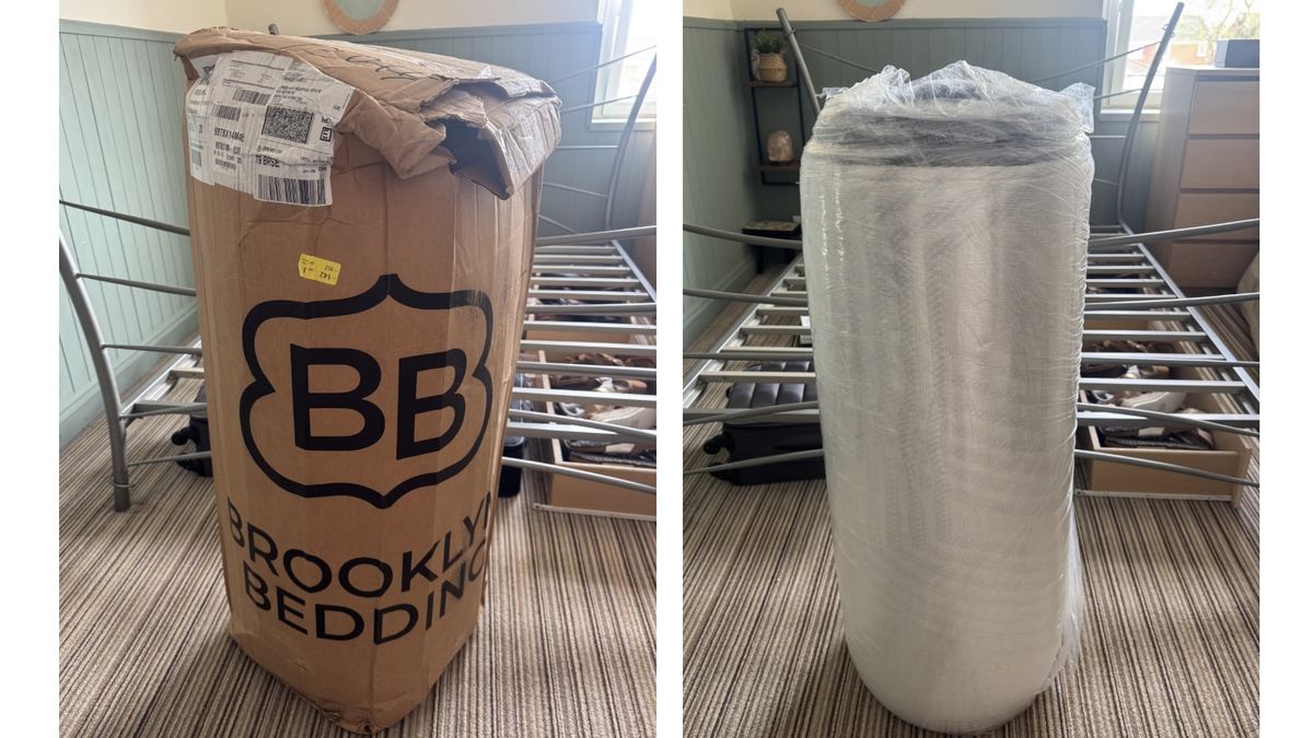 The Brooklyn Bedding Thermobalance LX Elite being unboxed in our mattress tester's home
