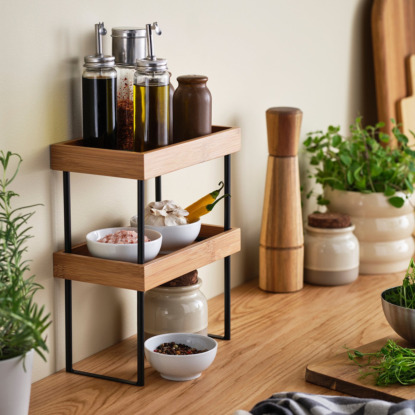 N&amp;Aring;lblecka Kitchen Countertop Organiser - Metal/bamboo 23x13x15 Cm