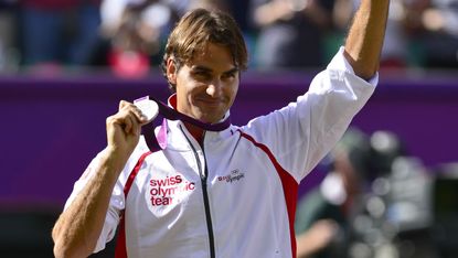 Switzerland’s Roger Federer won the men’s tennis singles silver medal at the London 2012 Olympics