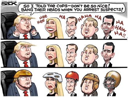 Political cartoon U.S. Trump Jr. Ivanka Jared Kushner Eric police brutality