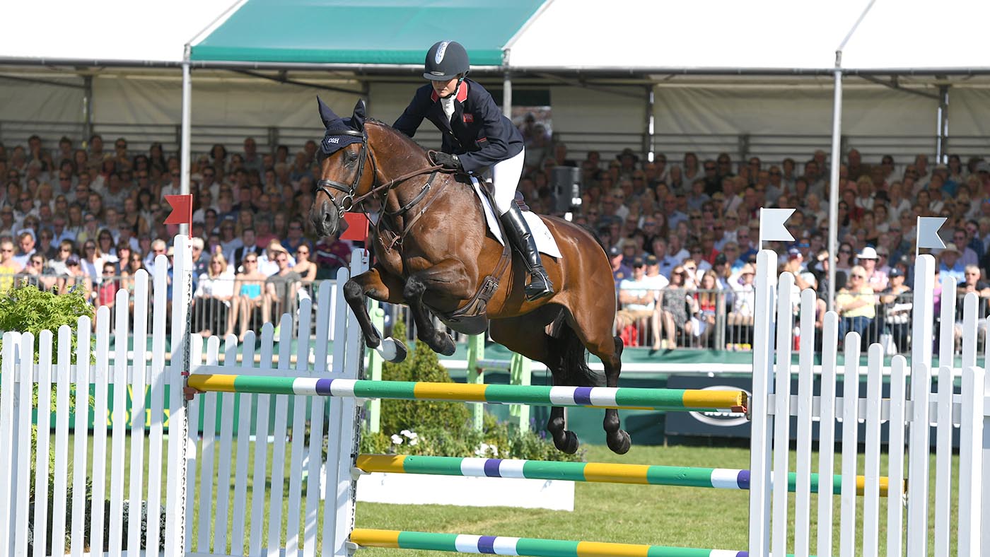 LRBHT 02 09 2018 Piggy French riding VANIR KAMIRA during the showjumping phase of the Land Rover Burghley Horse Trials in the grounds of Burghley House near Stamford in Lincolnshire in the UK between 29th August and 2nd September 2018