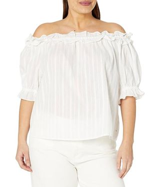 Tommy Hilfiger Women's Ruffle Off-the-Shoulder Blouse, White