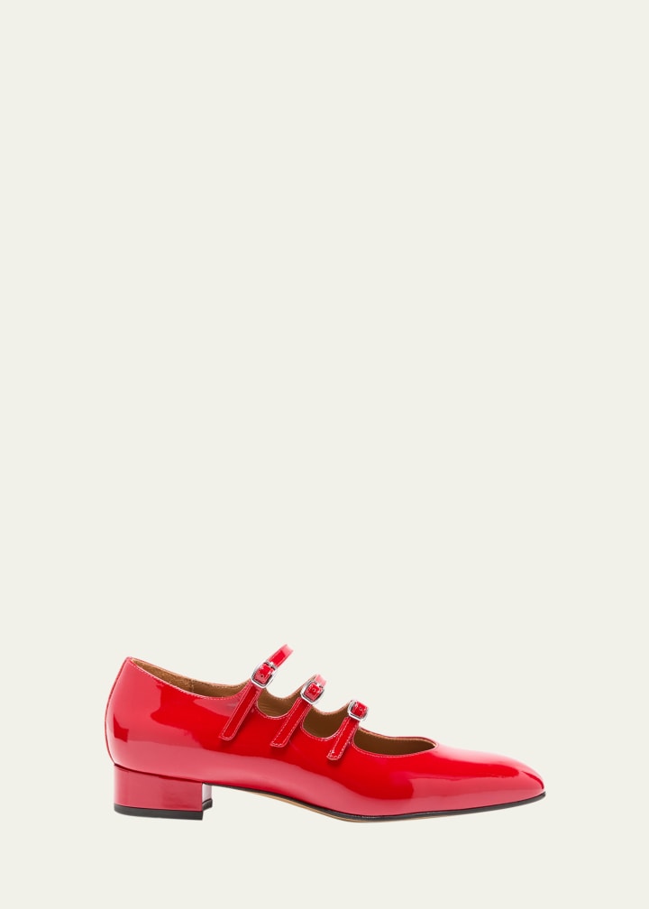 Ariana Patent Buckle-Trio Ballerina Pumps
