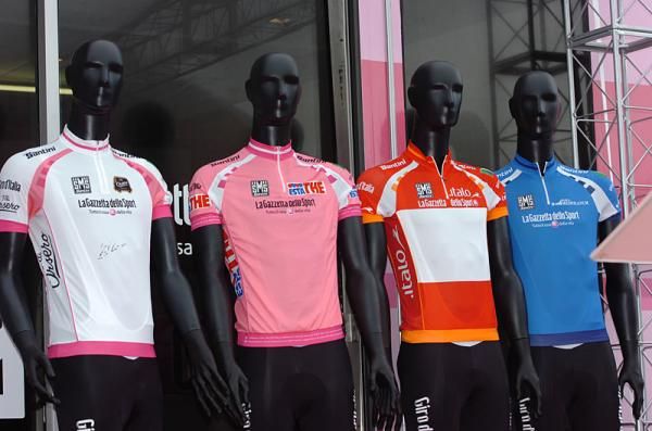 The leaders' jerseys