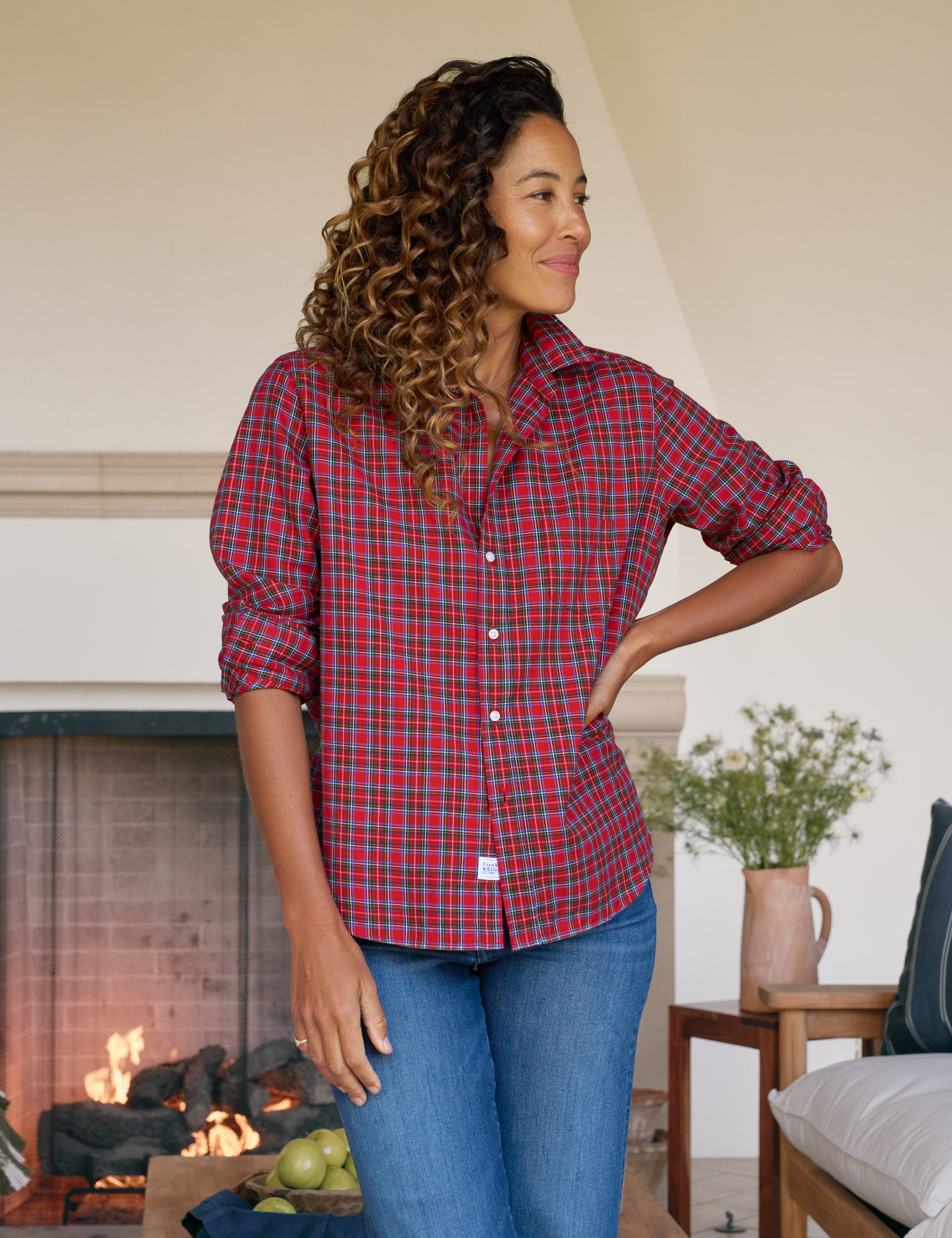 Eileen Multicolor Small Red Plaid, Italian Flannel