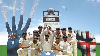 Australia celebrate their 4-0 win against England in the 2017–18 Ashes series