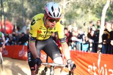 Belgian Wout van Aert pictured in action during the men's elite race at the cyclocross cycling event in Benidorm, Spain, Sunday 19 January 2025, stage 12/14 in the UCI World Cup competition.
BELGA PHOTO DAVID PINTENS (Photo by DAVID PINTENS / BELGA MAG / Belga via AFP)