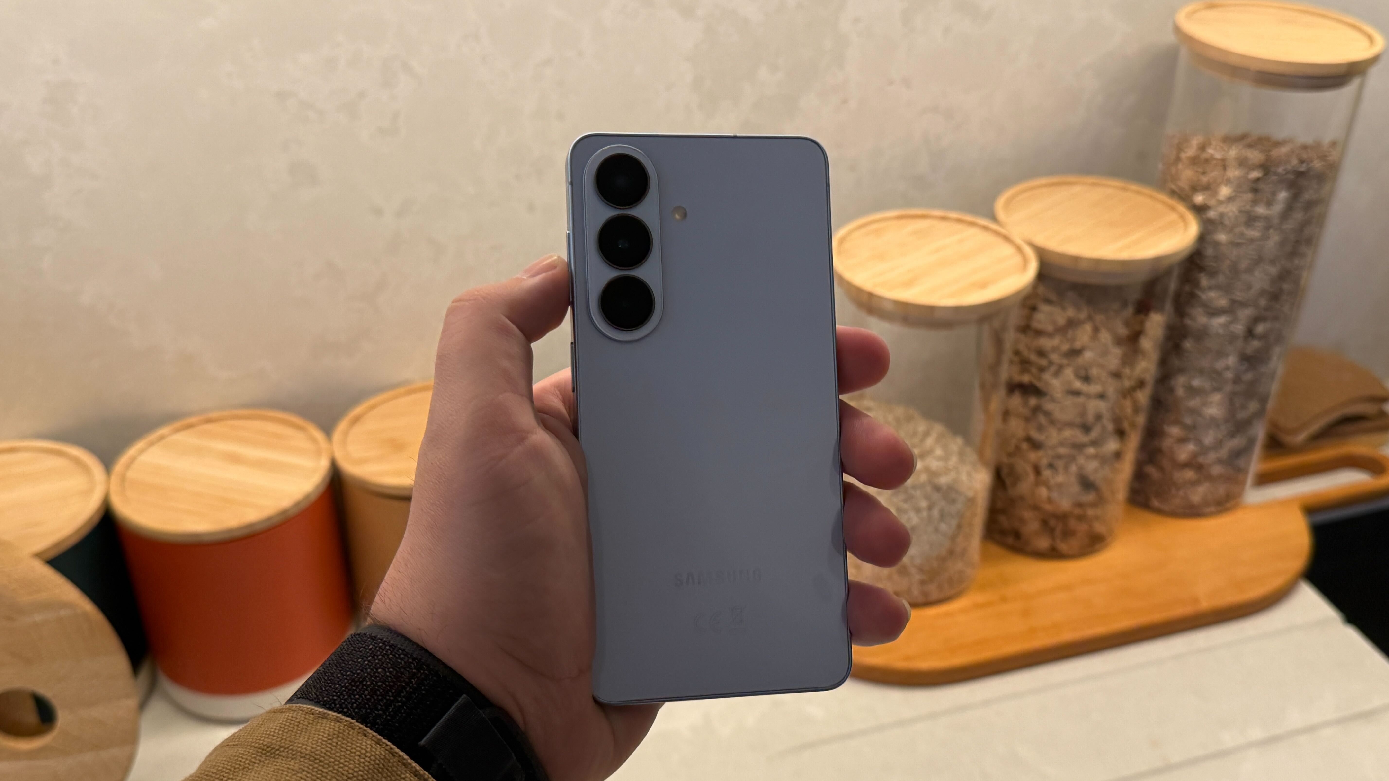 A Samsung Galaxy S26 Ultra smartphone in a modern home environment