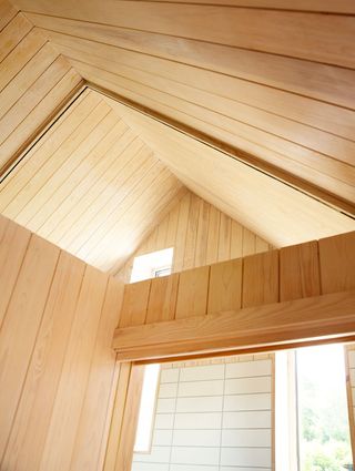 Cabins hut's wooden ceiling