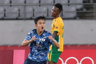 Kubo Takefusa celebrating his goal against South Africa