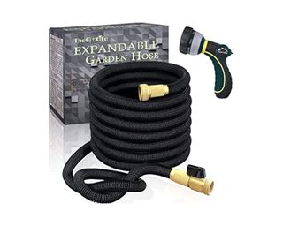 TheFitLife Expandable Garden Hose Pipes - 7m Triple Latex Core EU Standard Brass Fittings and 8 Function Spray Nozzle, Portable and Kink Free Water Hose