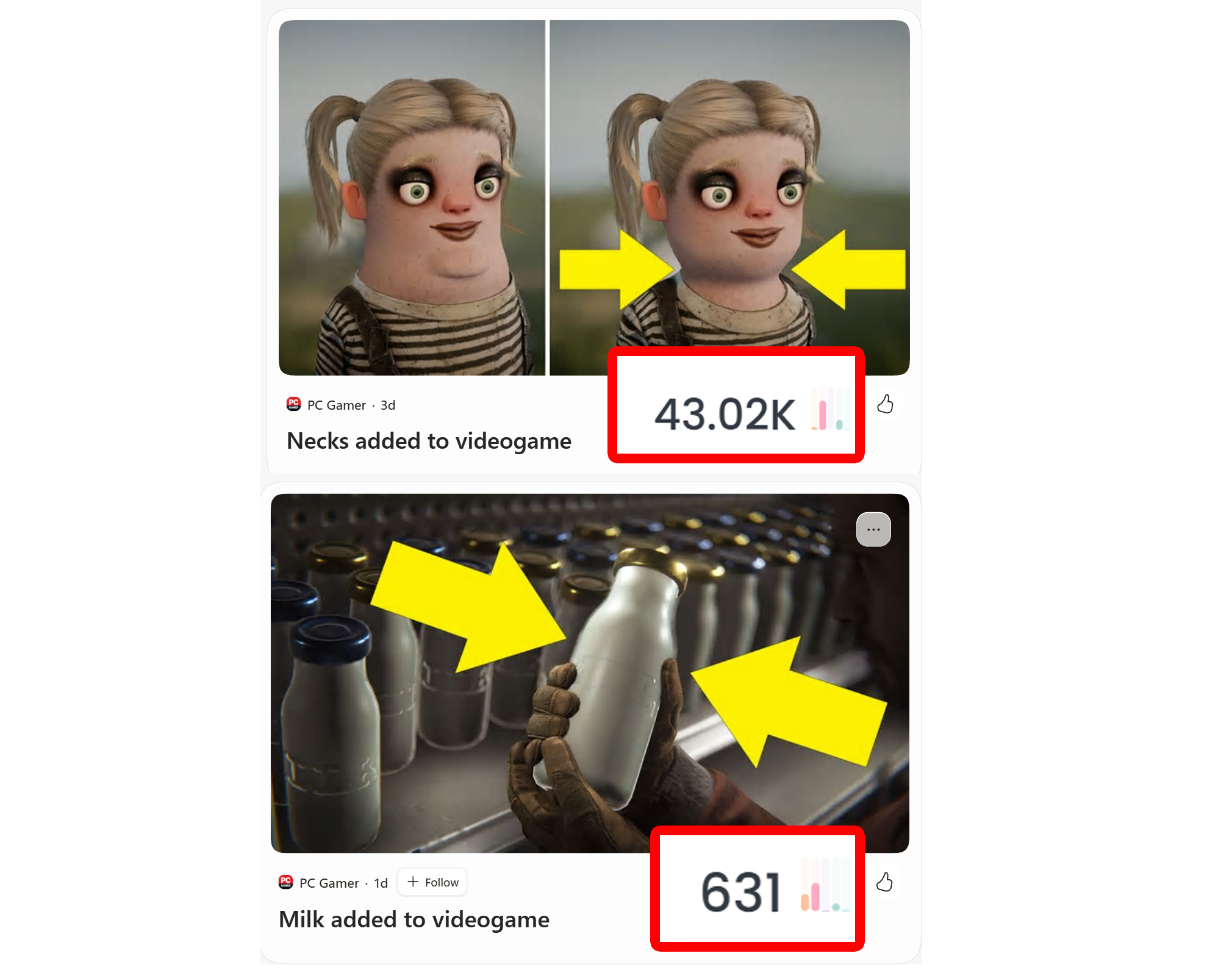 s&amp;box and Rust images showing a change to necks and the addition of milk