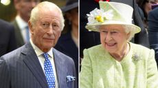 A composite of a picture of King Charles in 2026 and a picture of Queen Elizabeth in 2016