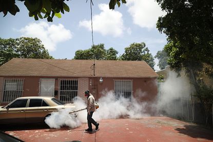 Mosquito repellent being sprayed in Miami.