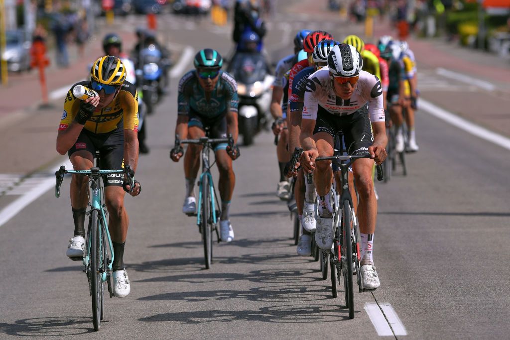 DIEST BELGIUM AUGUST 15 Max Kanter of Germany and Team Sunweb Jonas Rickaert of Belgium and Team AlpecinFenix Bram Welten of The Netherlands and Team Arkea Samsic during the 17th Dwars door het Hageland 2020 a 187km race from Aarschot to Diest DwarsdhHageland DDHH20 on August 15 2020 in Diest Belgium Photo by Luc ClaessenGetty Images