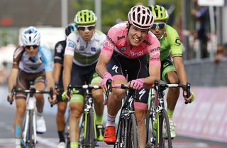 Bob Jungels (etixx-QuickStep) loses the maglia rosa to Andre Amador at the Giro d'Italia