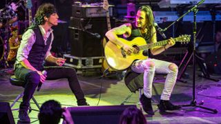 Musicians Gary Cherone (L) and Nuno Bettencourt of Extreme perform on stage at Celebrity Theatre on December 14, 2019 in Phoenix, Arizona