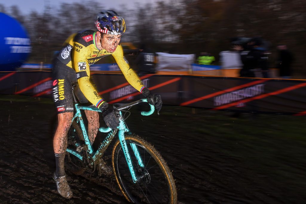 BOOM BELGIUM DECEMBER 06 Wout Van Aert of Belgium and Team JumboVisma during the 6th Superprestige Cyclocross Boom 2020 Men Elite De Schorre Boom Superprestige2021 SPBoom SuperprestigeCX on December 06 2020 in Boom Belgium Photo by Luc ClaessenGetty Images