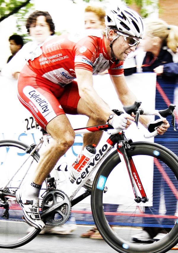 Team Cykelcity's Johan Lindgren has clearly left the pack behind.