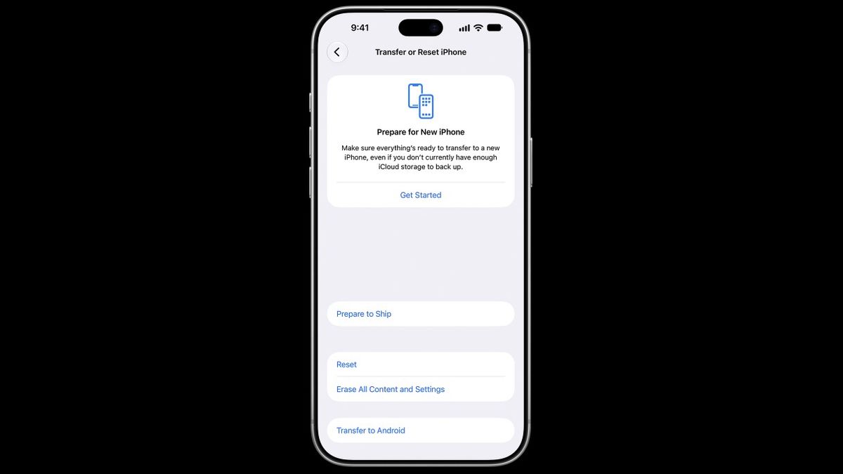 The 'Prepare to Ship' option on an iPhone 18 Pro Max