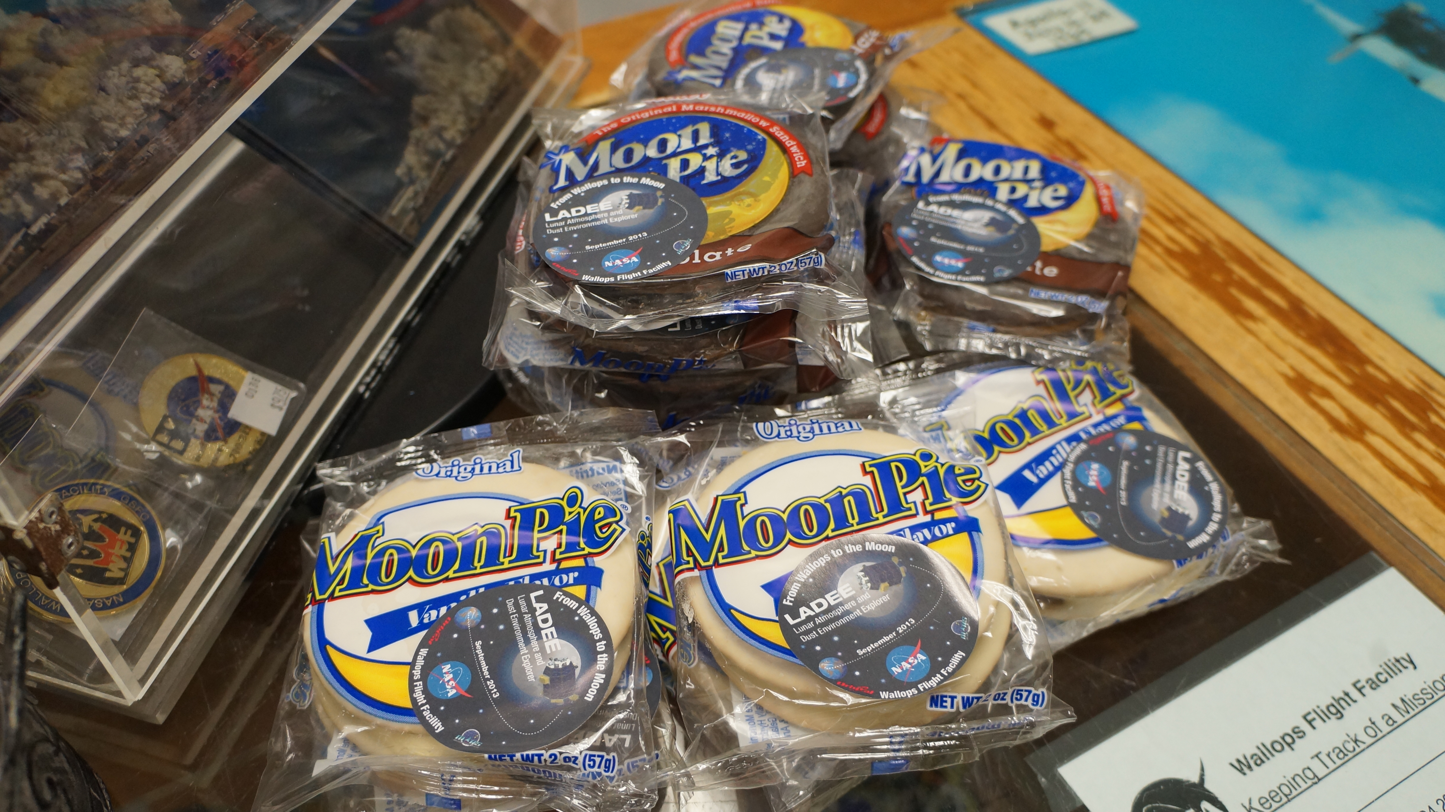 LADEE-themed Moon Pies stacked up at the Wallops Flight Facility&#039;s visitor center. Image released Sept. 6, 2013.