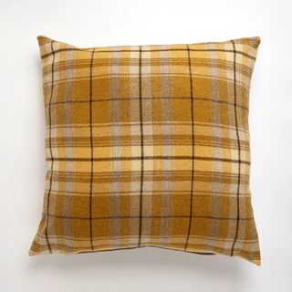 Dunelm Tweed Woven Cushion in Ochre