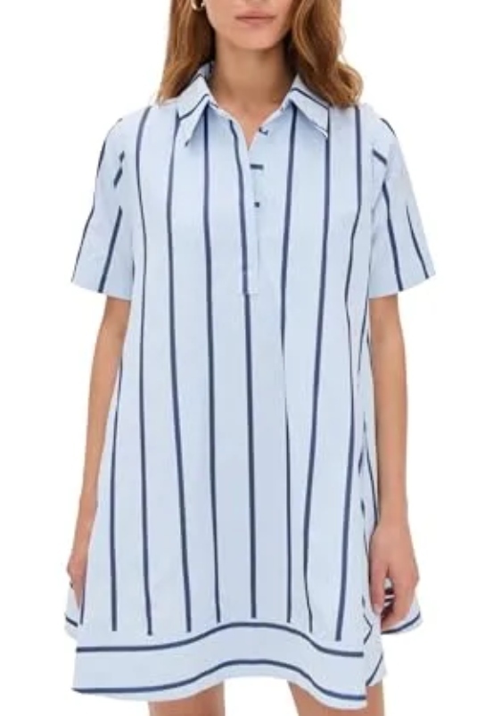 English Factory Women's Striped Mini Dress, Blue/navy Stripe, L
