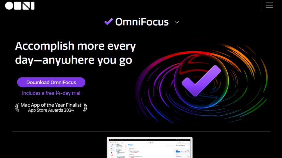 OmniFocus website screenshot (January 2026).