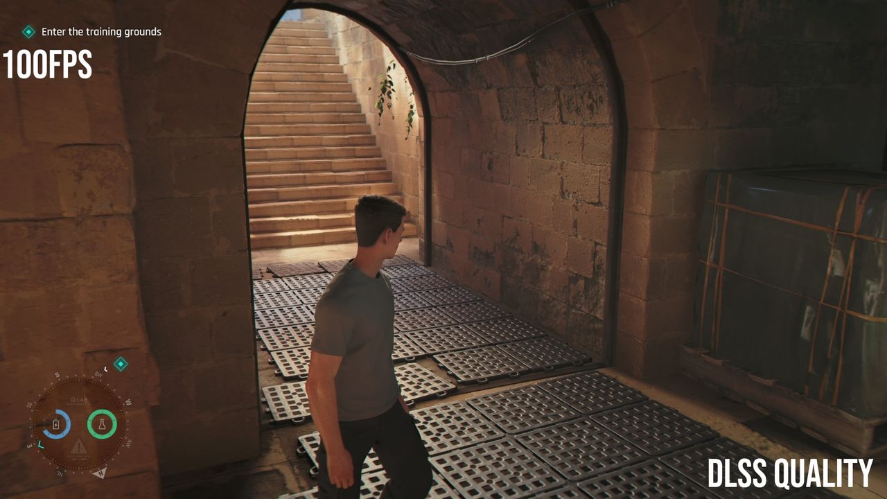A scene from 007 First Light with DLSS switched to quality