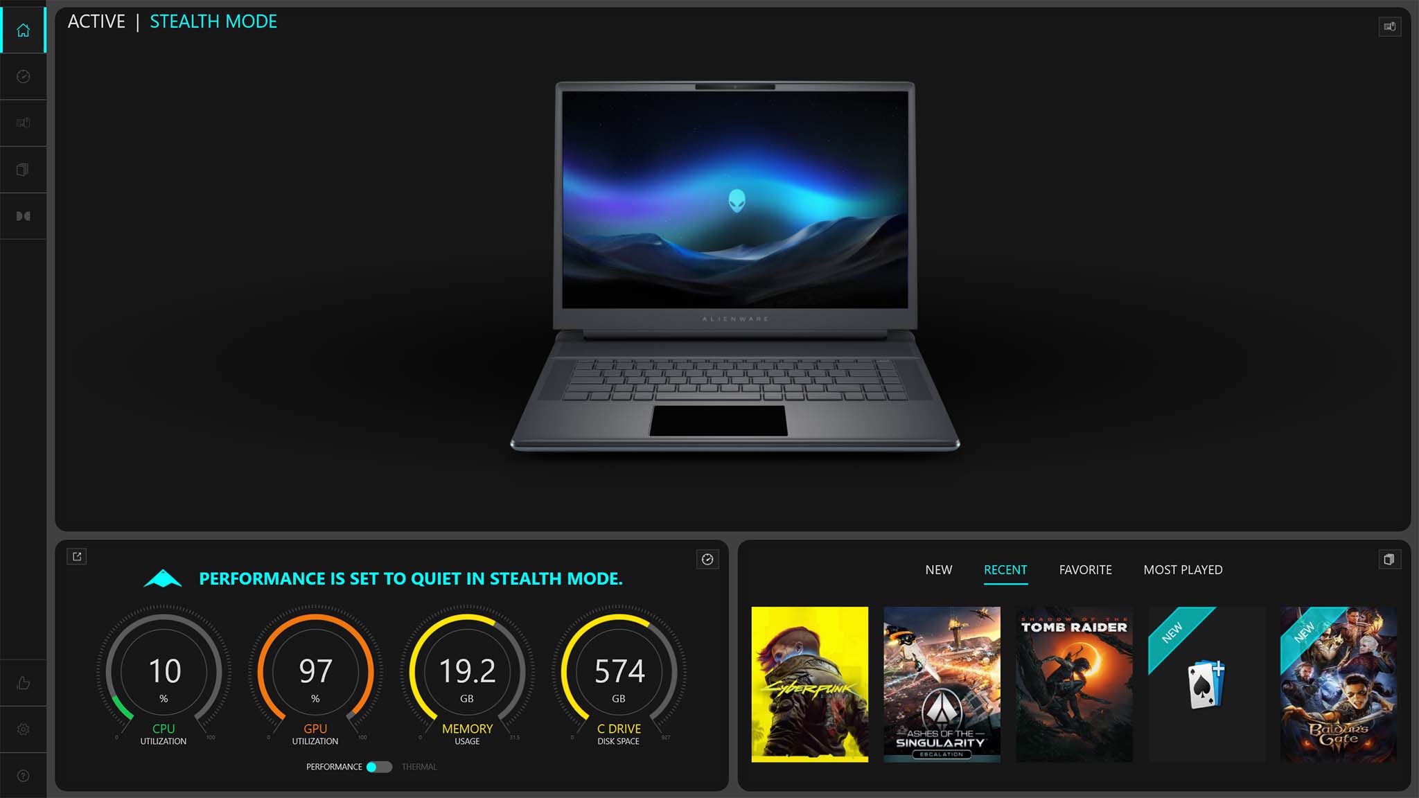 The home screen for the Command Center app.