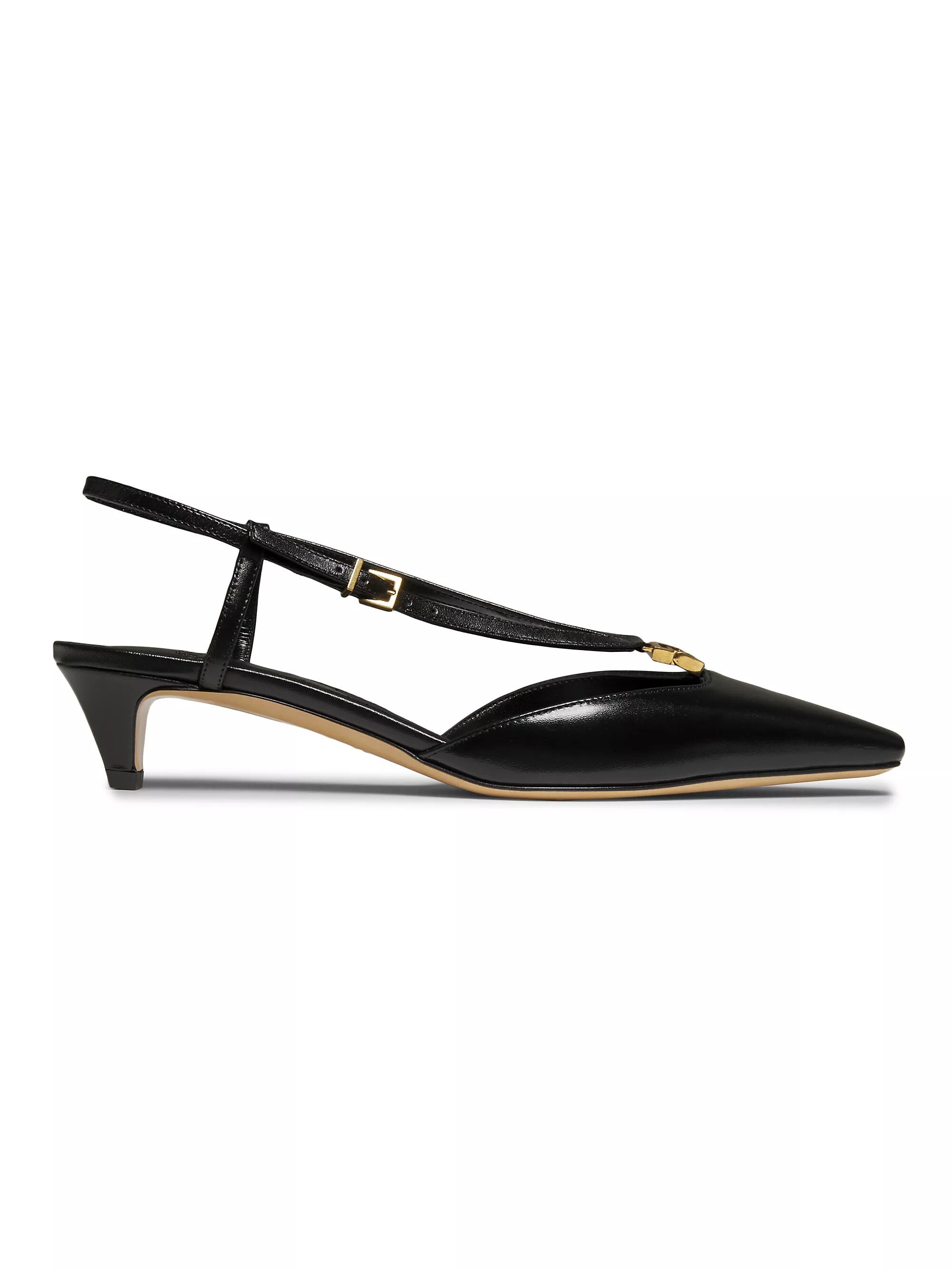 Fold 35mm Leather Slingback Pumps