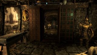 Skyrim Special Edition mods — in this expanded Thieves Guild mod, a hidden vault is unveiled behind a bookcase.