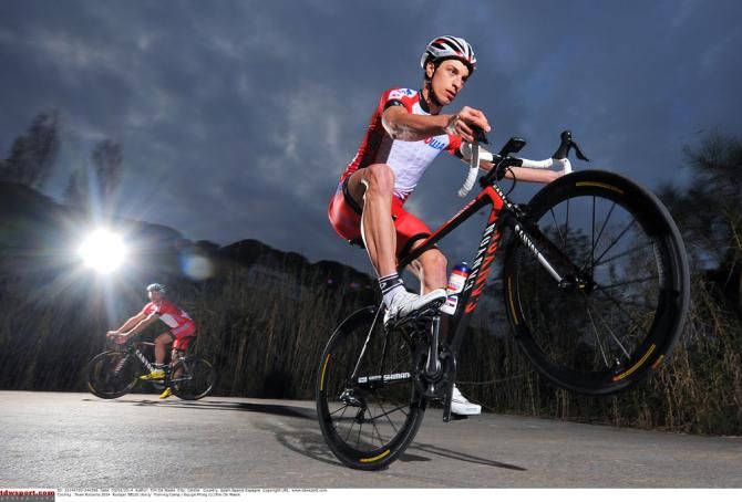 Rudiger Selig (Katusha) shows off his skills