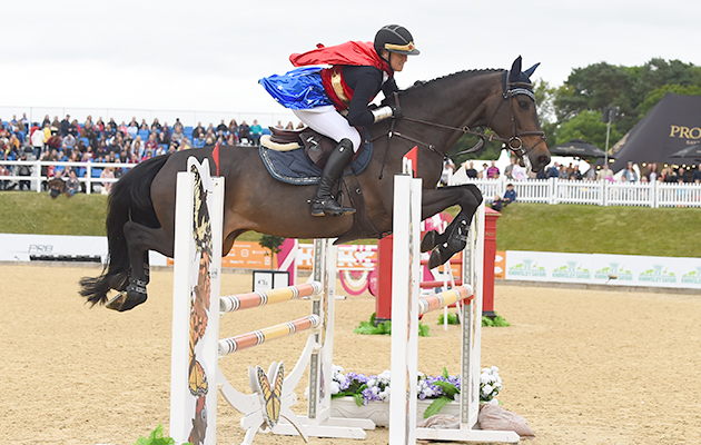 Noora Von Bulow and Chloe Aston during the invitational Mini Major Relay during the Equerry Bolesworth International Horse Show at Bolesworth Castle near Chester in Cheshire in the UK on 17th June 2018