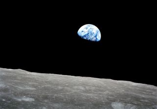 The famous "Earthrise" photo taken by Apollo 8 astronaut Bill Anders on Dec. 24, 1968. The sunset terminator is seen crossing Africa.