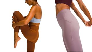 Women wearing two different colours of the Lululemon Instill High-Rise Tight 25" yoga pants