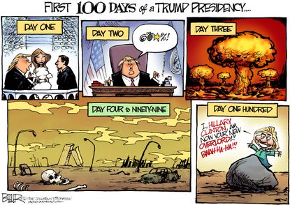 Political cartoon US election 2016 Trump first 100 days