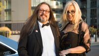 John Romero and Brenda Romero Audi Arrival, British Academy Games Awards.Venue: Tobacco Dock, London.Date: 6 April 2017.Host: Danny Wallace .-.Area: Audi Arrivals