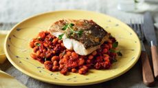 hake with smoky beans